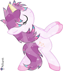 Size: 4000x4518 | Tagged: safe, artist:melisareb, oc, oc:shakti, crystal pony, pony, unicorn, .svg available, absurd resolution, crossover, eyes closed, female, kleptocorns, looking up, mare, simple background, solo, transparent background, vector