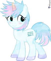 Size: 4000x4830 | Tagged: safe, artist:melisareb, oc, oc:wave (kleptocorns), crystal pony, pony, unicorn, .svg available, absurd resolution, blushing, crossover, female, gradient horn, gradient mane, gradient tail, horn, kleptocorns, mare, shy, simple background, solo, tail, transparent background, vector