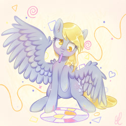 Size: 2000x2000 | Tagged: safe, artist:divlight, derpy hooves, pegasus, pony, g4, crayon, female, high res, mare, mouth hold, solo