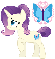 Size: 1024x1086 | Tagged: safe, artist:lillyleaf101, oc, oc:gossamer lace, pony, unicorn, female, magical lesbian spawn, mare, offspring, parent:fluttershy, parent:rarity, parents:flarity, simple background, solo, transparent background