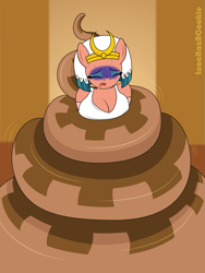 Size: 2505x3340 | Tagged: safe, artist:lunahazacookie, somnambula, pegasus, snake, anthro, g4, breasts, busty somnambula, clothes, coils, constriction, egyptian, egyptian headdress, egyptian pony, female, high res, mare