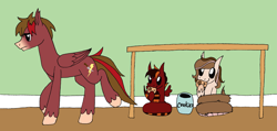 Size: 3551x1688 | Tagged: safe, artist:emc-blingds, oc, oc only, lamia, original species, pegasus, pony, baby, cookie, cookie jar, eating, food, male, parents:oc x oc, pegasus oc, stallion, unshorn fetlocks