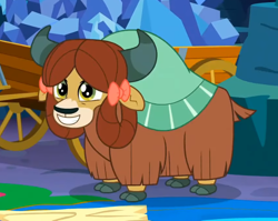 Size: 712x567 | Tagged: safe, screencap, yona, yak, g4, uprooted, bow, cloven hooves, cropped, cute, female, hair bow, monkey swings, solo, yonadorable
