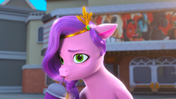 Size: 1601x900 | Tagged: safe, screencap, pipp petals, pony, unicorn, ali-conned, g5, my little pony: make your mark, my little pony: make your mark chapter 2, spoiler:g5, spoiler:my little pony: make your mark chapter 2, spoiler:mymc02e04, female, mare, smoothie, solo