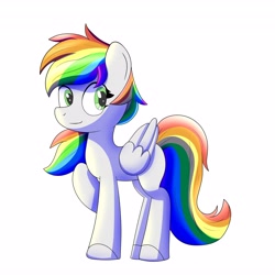 Size: 4096x4096 | Tagged: safe, artist:trackheadtherobopony, oc, oc only, oc:leslie, pegasus, pony, multicolored hair, rainbow hair, simple background, solo, white background