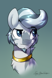 Size: 2000x3000 | Tagged: safe, artist:jedayskayvoker, oc, oc:silver train, bust, chest fluff, colored sketch, eyebrows, facial hair, goatee, gold, gradient background, high res, icon, jewelry, male, portrait, sketch, solo, stallion