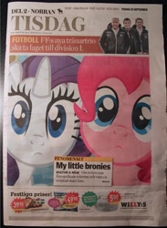 Size: 1461x1999 | Tagged: safe, pinkie pie, rarity, earth pony, pony, unicorn, g4, 2012, female, link in description, mare, news report, newspaper, photo, swedish, text