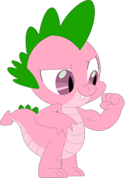 Size: 1776x2539 | Tagged: safe, artist:php170, editor:ponygamer2020, spike, spike (g1), dragon, mlp fim's twelfth anniversary, g1, g4, anniversary, flexing, g1 to g4, generation leap, happy birthday mlp:fim, male, muscles, recolor, simple background, solo, transparent background, vector