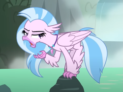 Size: 801x605 | Tagged: safe, screencap, silverstream, classical hippogriff, hippogriff, g4, what lies beneath, colored hooves, cropped, faic, female, jewelry, necklace, open mouth, solo