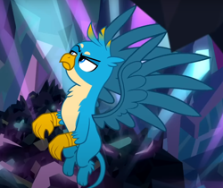 Size: 908x761 | Tagged: safe, screencap, gallus, griffon, g4, what lies beneath, cropped, gallus is not amused, male, solo, spread wings, unamused, wings