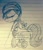 Size: 618x713 | Tagged: safe, artist:maren, jinx, earth pony, pony, g4, 2014, crying, disabled, doodle, eyes closed, female, katawa jinx, lined paper, mare, old art, pencil drawing, solo, traditional art, wheelchair