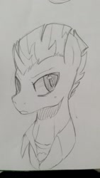 Size: 1152x2048 | Tagged: safe, artist:maren, bow hothoof, pony, g4, 2017, anime, bust, doodle, male, old art, pencil drawing, solo, stallion, traditional art, younger