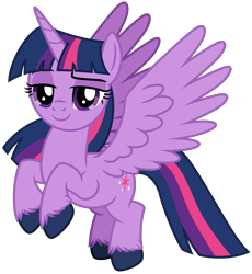 Size: 4090x4447 | Tagged: safe, artist:emeraldblast63, twilight sparkle, alicorn, pony, g4, g5, my little pony: make your mark, my little pony: make your mark chapter 2, spoiler:my little pony: make your mark chapter 2, female, flying, g5 style, lidded eyes, looking at you, mare, simple background, solo, transparent background, twilight sparkle (alicorn), unshorn fetlocks, vector