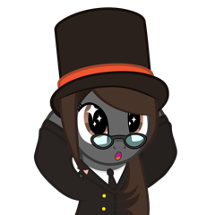 Size: 3338x3198 | Tagged: safe, artist:mrvector, oc, oc:sonata, pony, elements of justice, turnabout storm, female, hat, high res, mare, professor layton, simple background, solo, starry eyes, transparent background, vector, wingding eyes