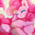 Size: 2480x2480 | Tagged: safe, artist:sinrinf, derpibooru exclusive, pinkie pie, earth pony, pony, g4, curly hair, cute, diapinkes, ear fluff, eyes closed, female, happy, high res, mare, simple background, smiling, solo, unshorn fetlocks