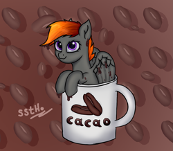 Size: 2127x1857 | Tagged: safe, artist:supershadow_th, oc, oc only, oc:lutya, pegasus, pony, cacao, cup, cup of pony, micro, solo