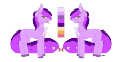Size: 3000x1537 | Tagged: safe, artist:melodytheartpony, oc, oc:no name, earth pony, pony, ambiguous gender, chest fluff, piercing, reference sheet, signature, simple background, slit pupils, solo, tail, tailmouth, white background