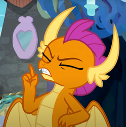 Size: 743x745 | Tagged: safe, screencap, smolder, dragon, what lies beneath, angry, cropped, dragoness, eyes closed, female, solo
