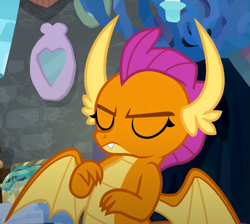 Size: 811x727 | Tagged: safe, screencap, smolder, dragon, g4, my little pony: friendship is magic, what lies beneath, angry, cropped, dragoness, eyes closed, female, solo