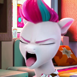 Size: 920x920 | Tagged: safe, screencap, zipp storm, pegasus, pony, g5, hoof done it?, my little pony: make your mark, my little pony: make your mark chapter 2, spoiler:my little pony: make your mark chapter 2, spoiler:mymc02e07, cropped, disgusted, eyes closed, female, mare, solo, tongue out