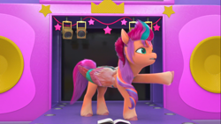 Size: 1366x768 | Tagged: safe, artist:pizza split, edit, edited screencap, screencap, sunny starscout, zipp storm, earth pony, pegasus, pony, g5, my little pony: make your mark, my little pony: make your mark chapter 2, portrait of a princess, spoiler:g5, spoiler:my little pony: make your mark chapter 2, spoiler:mymc02e03, 1000 years in photoshop, female, mare, out of context, zipp starscout