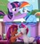 Size: 705x788 | Tagged: safe, edit, edited screencap, screencap, rainbow dash, sunny starscout, twilight sparkle, zipp storm, pegasus, pony, unicorn, g4, g5, hoof done it?, lesson zero, my little pony: make your mark, my little pony: make your mark chapter 2, spoiler:g5, comparison, deja vu, face to face, female, goggles, history repeats itself, holding, hoof on face, mare, out of context, same energy, the new rainbow dash, the new twilight, unicorn twilight