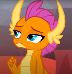 Size: 749x769 | Tagged: safe, screencap, smolder, dragon, g4, sweet and smoky, clenched fist, cropped, dragoness, female, smolder is not amused, solo, unamused
