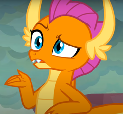 Size: 830x775 | Tagged: safe, screencap, smolder, dragon, g4, sweet and smoky, confused, cropped, dragoness, female, raised eyebrow, solo
