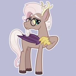 Size: 2048x2048 | Tagged: safe, artist:duckcritter, oc, hybrid, pony, antlers, claws, high res, interspecies offspring, offspring, outline, parent:discord, parent:fluttershy, parents:discoshy, solo, white outline