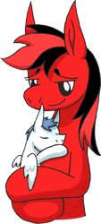 Size: 718x1585 | Tagged: safe, artist:emc-blingds, oc, oc only, oc:cody, oc:scarlett, pony, adopted offspring, baby, baby pony, bust, colt, duo, foal, holding a pony, male, simple background, smiling, stallion, transparent background