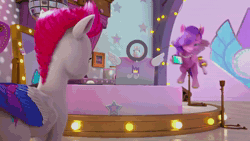 Size: 1920x1080 | Tagged: safe, screencap, pipp petals, zipp storm, pegasus, pony, g5, my little pony: make your mark, my little pony: make your mark chapter 2, portrait of a princess, spoiler:my little pony: make your mark chapter 2, spoiler:mymc02e03, animated, cute, female, mare, pillow, siblings, singing, sisters, sound, video, webm