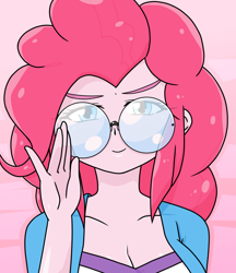 Size: 640x740 | Tagged: safe, alternate version, pinkie pie, equestria girls, glasses, looking at you