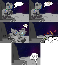 Size: 2562x2884 | Tagged: safe, artist:ask-roger-houston, oc, oc:roger houston, pony, comic, high res, moon, moon landing, parody, solo, spacesuit