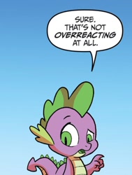 Size: 750x991 | Tagged: safe, artist:tony fleecs, idw, spike, dragon, g4, ponies of dark water, spoiler:comic, baby, baby dragon, dialogue, male, reaction image, sarcasm, solo