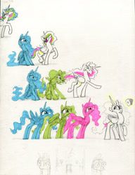 Size: 3000x3905 | Tagged: safe, artist:ja0822ck, princess celestia, alicorn, pony, unicorn, g4, female, high res, male, mare, poker, royal guard, stallion, traditional art