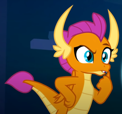 Size: 758x708 | Tagged: safe, screencap, smolder, dragon, g4, school raze, cropped, dragoness, female, hand on hip, raised eyebrow, solo