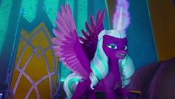 Size: 1920x1080 | Tagged: safe, screencap, opaline arcana, alicorn, pony, g5, have you seen this dragon?, my little pony: make your mark, my little pony: make your mark chapter 2, spoiler:g5, spoiler:my little pony: make your mark, spoiler:my little pony: make your mark chapter 2, spoiler:mymc02e08, female, magic, mare, solo, spread wings, wings
