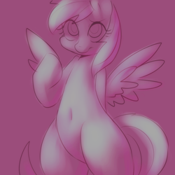 Size: 1000x1000 | Tagged: safe, artist:maren, derpy hooves, pegasus, pony, g4, 2013, arm behind back, belly button, bipedal, doodle, female, mare, missing cutie mark, monochrome, old art, pointing at self, solo, spread wings, thighs, underp, wings