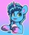 Size: 3245x3845 | Tagged: safe, artist:partylikeanartist, misty (g5), pony, unicorn, g5, drink, female, gradient background, high res, hoof hold, looking at you, mare, open mouth, open smile, outline, signature, smiling, smiling at you, smoothie, solo, traditional art, white outline