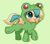 Size: 3038x2658 | Tagged: safe, artist:kittyrosie, oc, oc only, frog, pegasus, pony, animal costume, clothes, commission, costume, cute, frog costume, green background, high res, ocbetes, simple background, solo, tongue out