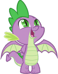 Size: 407x525 | Tagged: safe, artist:pascalmulokozi2, edit, edited screencap, screencap, spike, dragon, g4, background removed, male, nervous, not a vector, open mouth, simple background, solo, transparent background, winged spike, wings