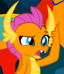 Size: 777x897 | Tagged: safe, screencap, smolder, dragon, g4, uprooted, cropped, dragoness, female, raised eyebrow, solo