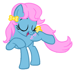 Size: 488x456 | Tagged: safe, artist:lillyleaf101, bow tie (g1), earth pony, pony, g1, g4, bow, cute, eyes closed, female, g1 to g4, generation leap, hair bow, mare, simple background, solo, tail, tail bow, tieabetes, transparent background