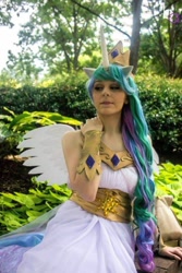 Size: 640x960 | Tagged: safe, artist:atemumustang, princess celestia, human, g4, bare shoulders, clothes, cosplay, costume, irl, irl human, photo, sleeveless, solo