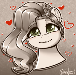 Size: 1685x1657 | Tagged: safe, artist:llametsul, pipp petals, pegasus, pony, g5, blushing, bust, cute, eye clipping through hair, heart, looking at you, monochrome, signature, smiling, solo