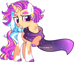 Size: 2768x2340 | Tagged: safe, artist:kurosawakuro, oc, pony, unicorn, base used, clothes, coat markings, colored hooves, ear piercing, earring, facial markings, female, high res, hoof polish, jewelry, mare, messy hair, messy mane, messy tail, offspring, parent:sunburst, parent:twilight sparkle, parents:twiburst, piercing, raised hoof, scarf, simple background, socks (coat markings), solo, star (coat marking), tail, thick eyebrows, transparent background