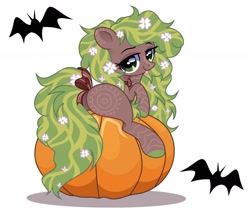 Size: 1975x1657 | Tagged: safe, artist:vi45, oc, oc only, earth pony, pony, bow, butt, female, mare, plot, pumpkin, simple background, solo, tail, tail bow, white background