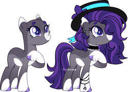 Size: 3735x2669 | Tagged: safe, artist:kurosawakuro, oc, oc only, earth pony, pony, bald, base used, bracelet, choker, colored hooves, dot eyebrows, ear piercing, earring, earth pony oc, female, hat, high res, hoof polish, jewelry, magical lesbian spawn, mare, offspring, parent:octavia melody, parent:twilight sparkle, parents:twitavia, piercing, purple eyes, raised hoof, simple background, solo, transparent background