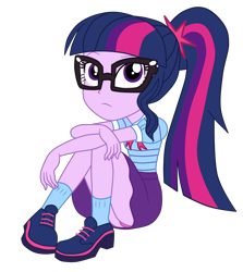 Size: 1900x2128 | Tagged: safe, artist:gmaplay, sci-twi, twilight sparkle, human, equestria girls, g4, clothes, panty shot, simple background, skirt, skirt lift, solo, transparent background, underwear, vector
