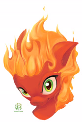 Size: 1920x2874 | Tagged: safe, artist:redi, oc, oc only, oc:redi, pegasus, pony, bust, female, looking at you, mane of fire, mare, portrait, raised eyebrow, simple background, solo, white background